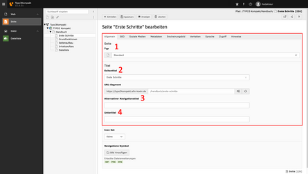 Seiteneigenschaften einer TYPO3 Seite im Fokus