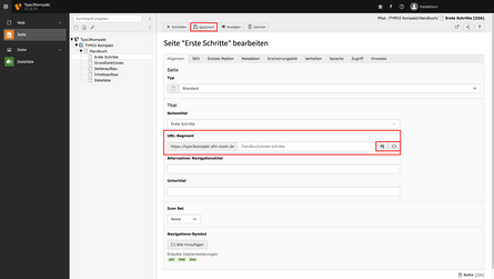Fokus auf das URlL-Segment einer TYPO3 Seite