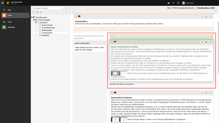 Darstellung einer Verschiebung eines Inhaltslements im TYPO3 Backend
