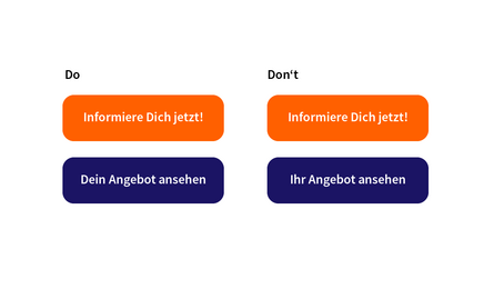 Button-Wording Beispiele für einheitliches und nicht einheitliches Wording