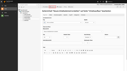 Fokus auf Textelement in TYPO3