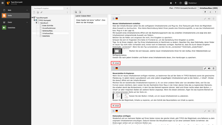 Hervorhebung des Buttons Neuer Inhalt im TYPO3 Backend