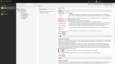 Fokus auf die Kopierfunktion im TYPO3 Backend